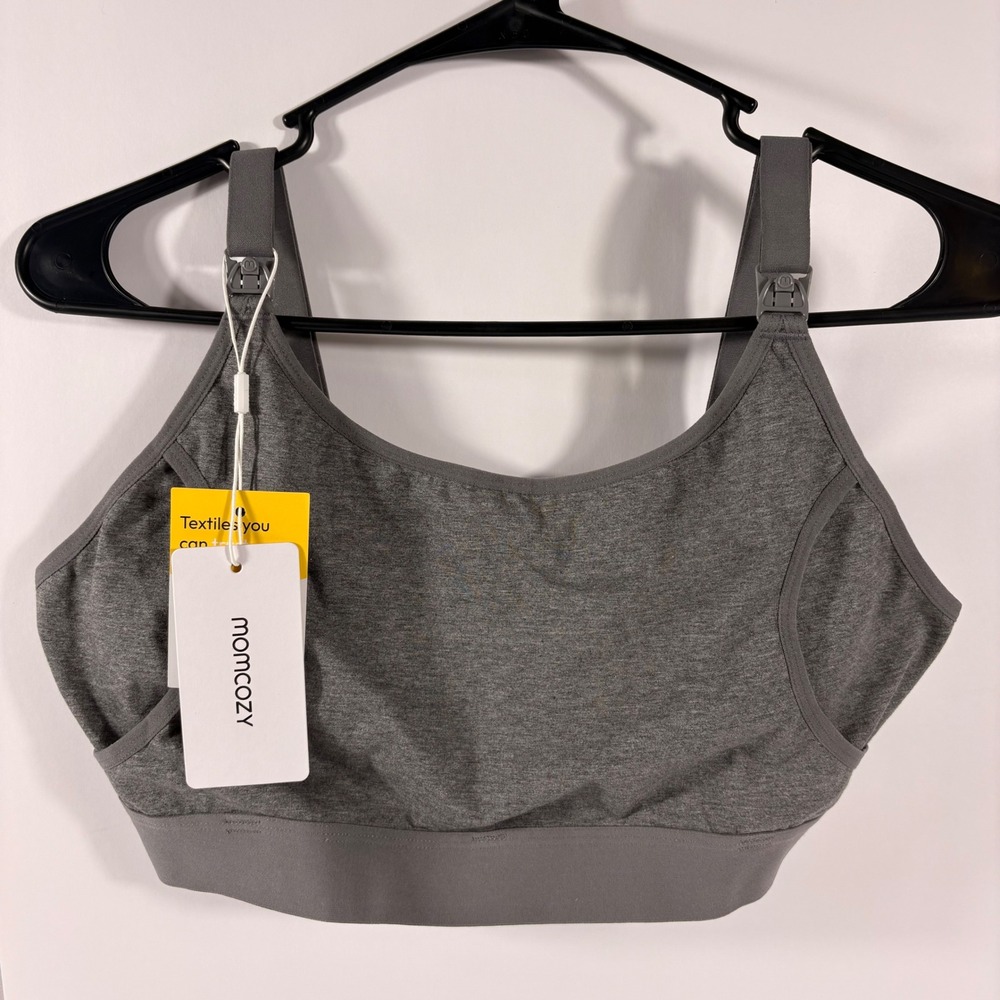 Momcozy Nursing Bra Heather Gray Wireless Cotton Maternity Breastfeeding Large